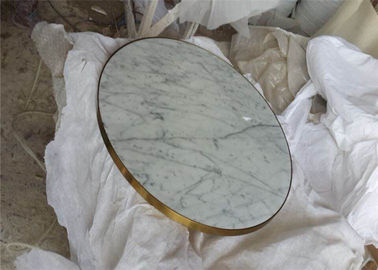 چین کلاسیک Carrara سنگ مرمر جدول بالا، میز قهوه گرد با لبه طلایی تامین کننده